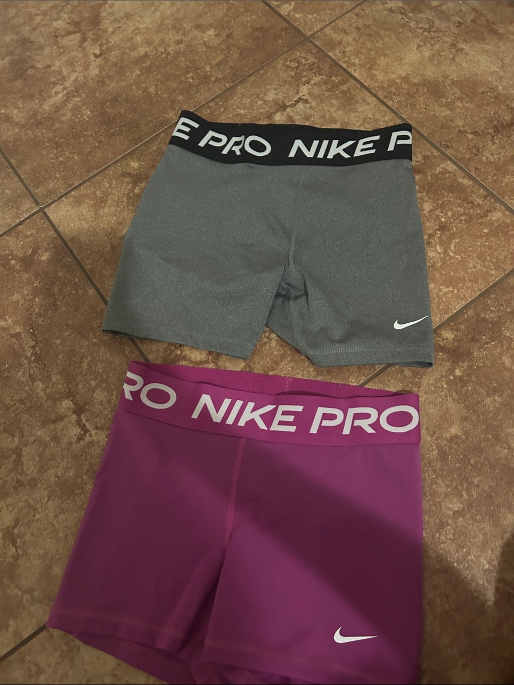 Nike Girls' Pro Compression Shorts - Gray & Purple